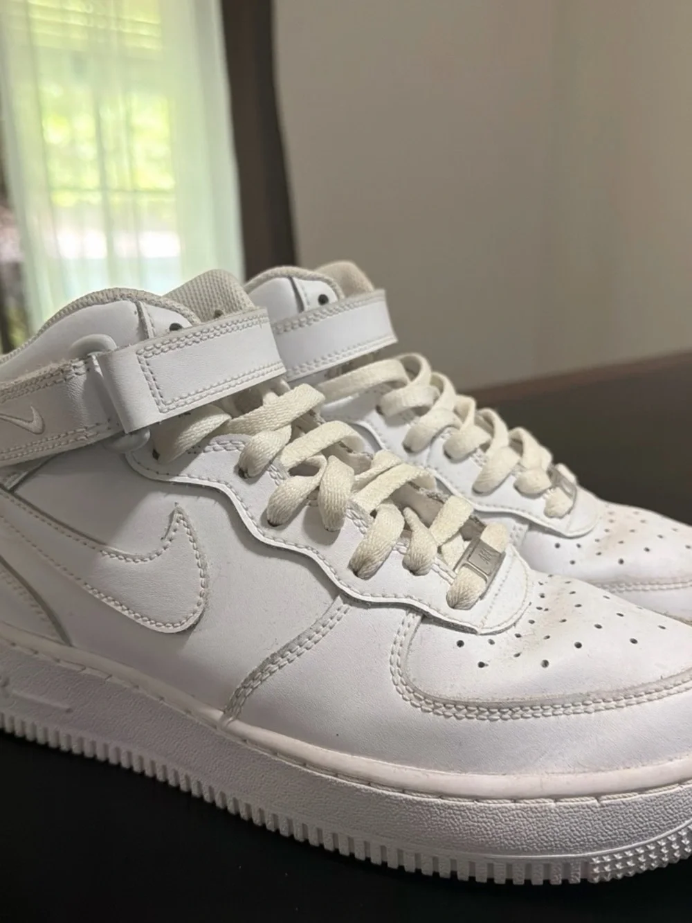 Nike White Kids High-Top Sneakers with Strap